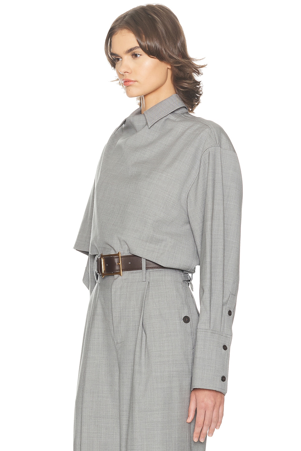 Left Bank High Rise Helsa The Left Bank Layered Shirt in Grey Melange | REVOLVE