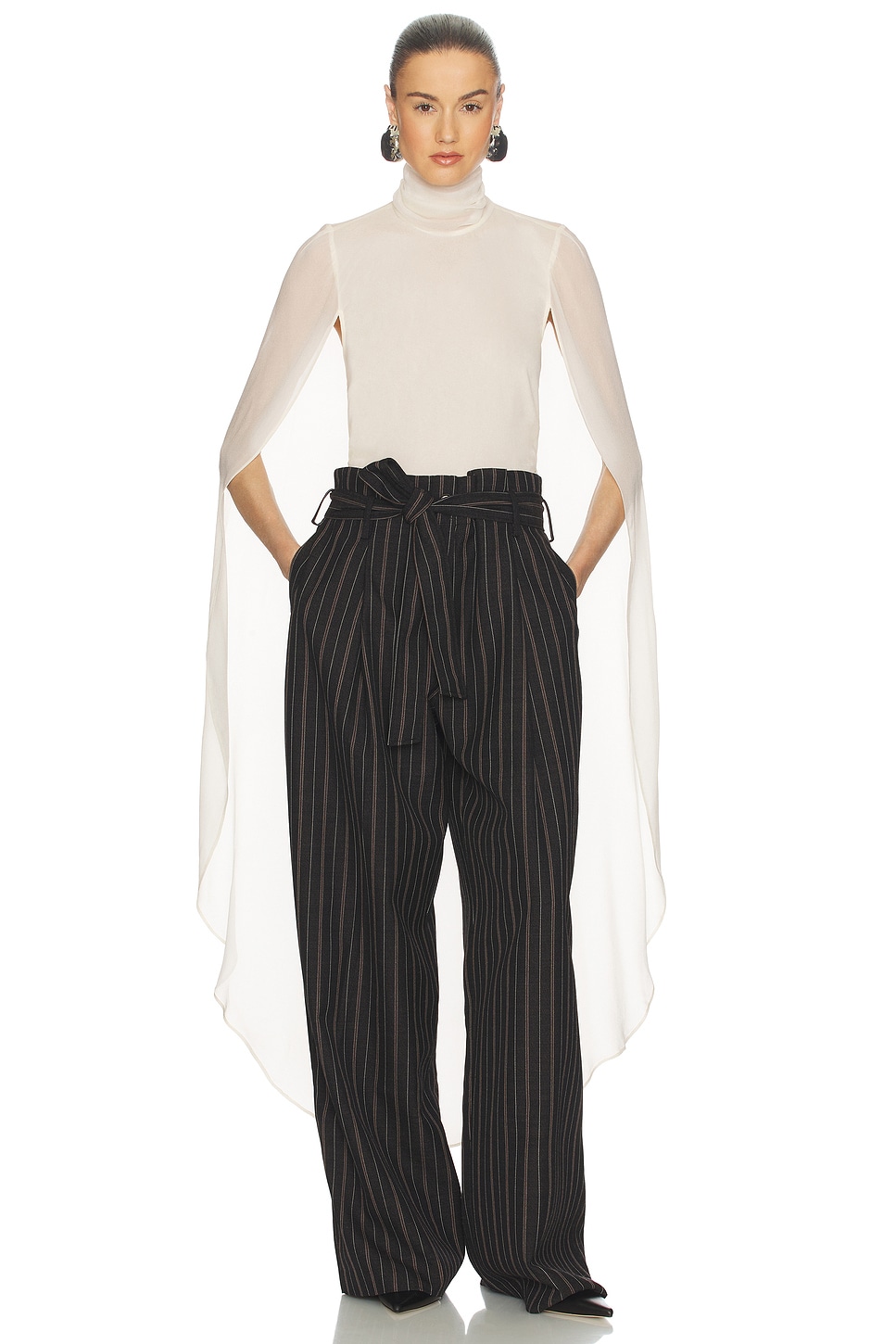 Helsa Georgette Cape Top in Ivory | REVOLVE