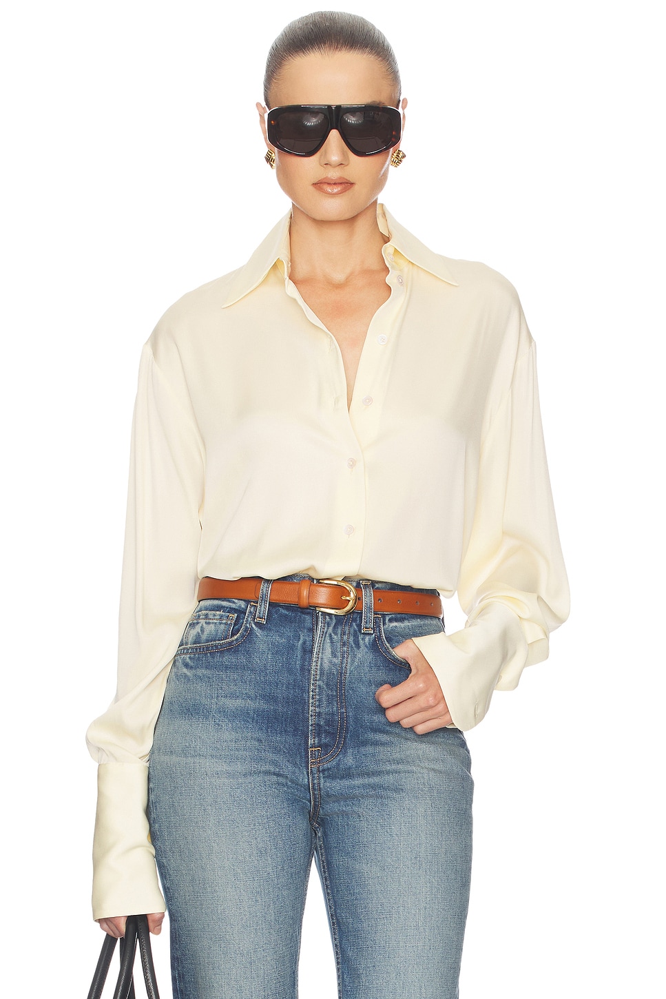 Helsa — ТОП THE RELAXED SILK SHIRT · Cream
