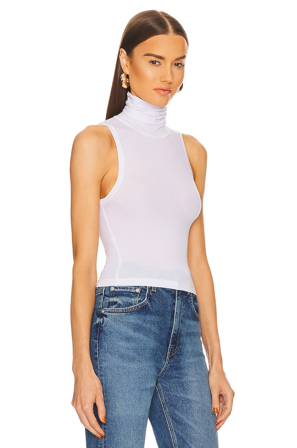 Helsa Turtleneck Tank in 2nd Skin Jersey in White
