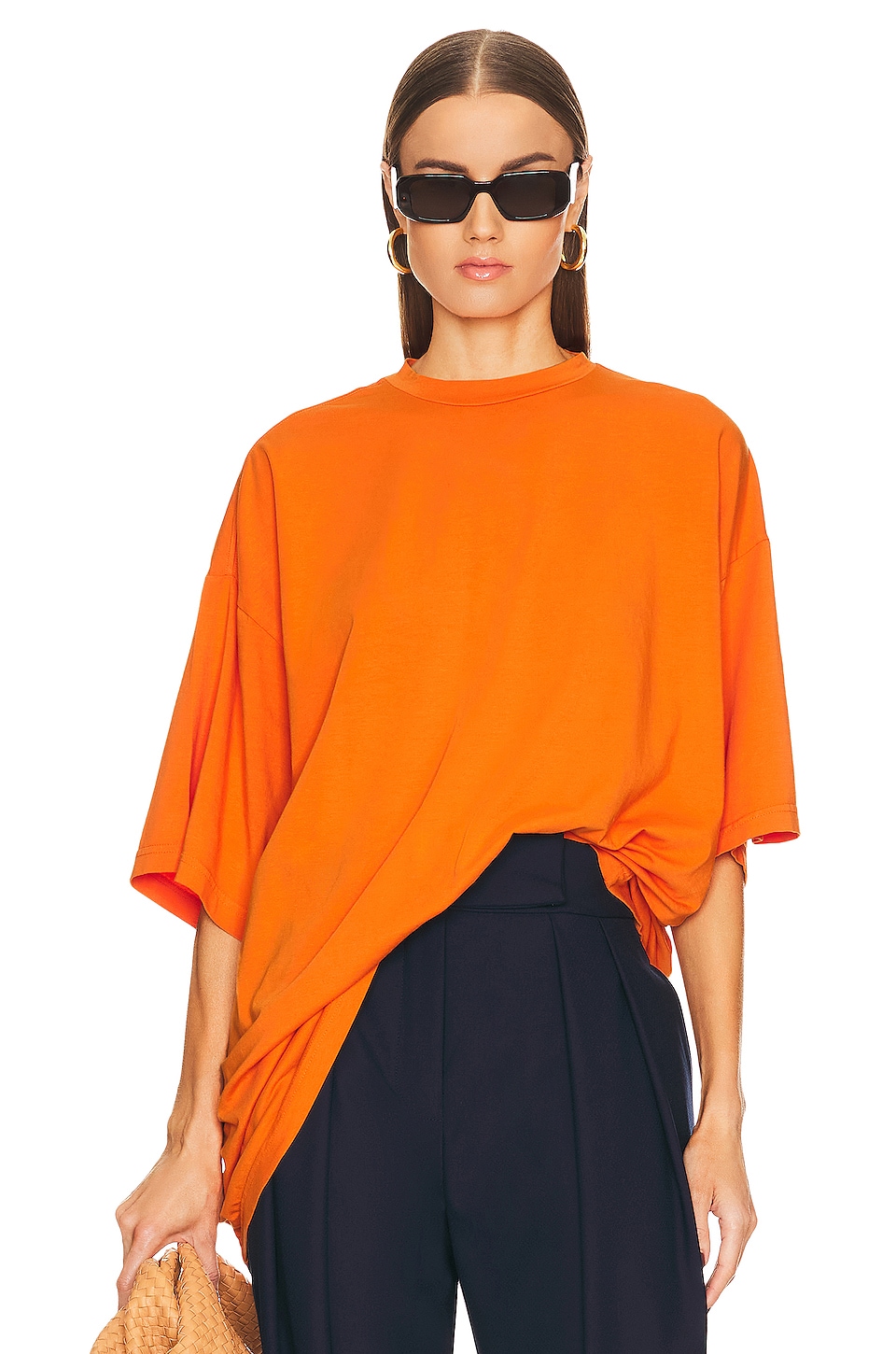 Helsa Jersey Oversized Tee in Orange