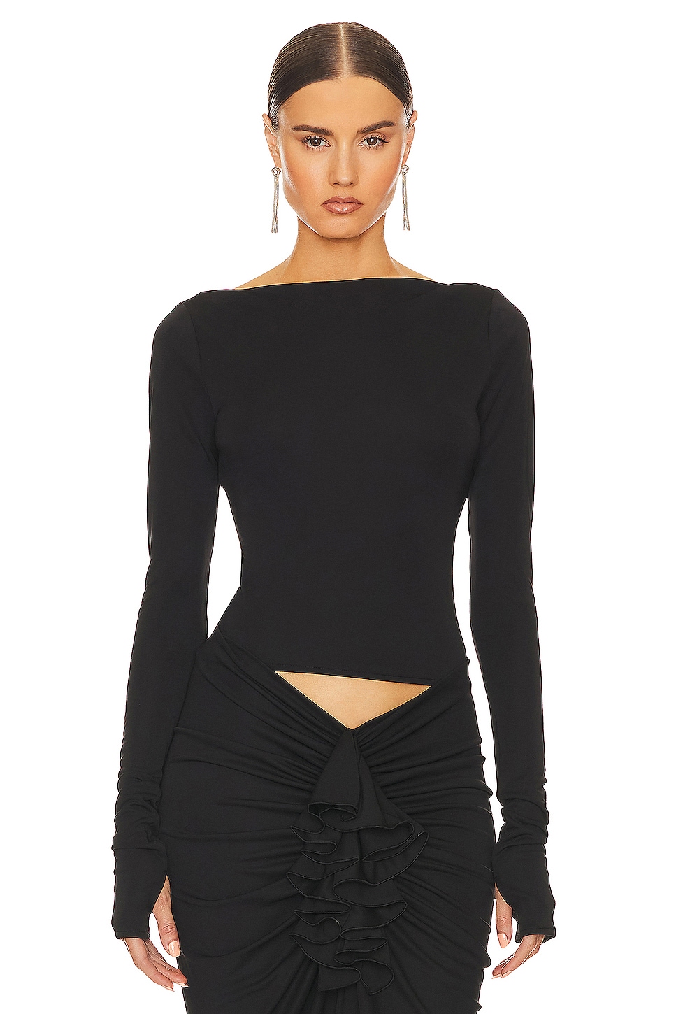 Helsa Matte Jersey Long Sleeve Top in Black | REVOLVE