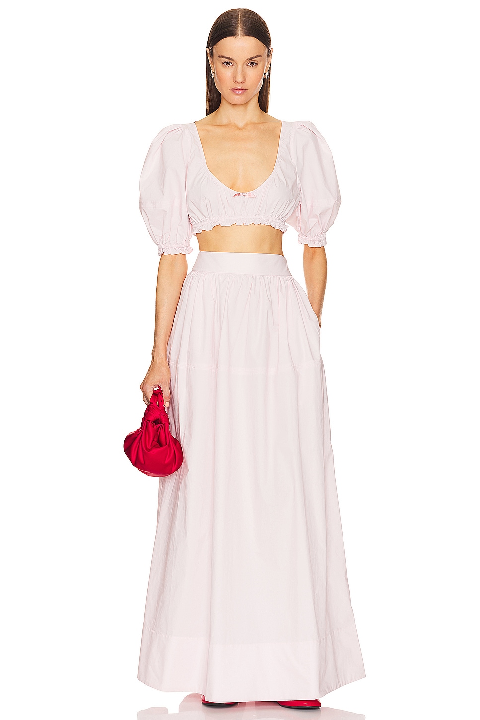 Helsa - Poplin Cropped Peasant Top | Plush