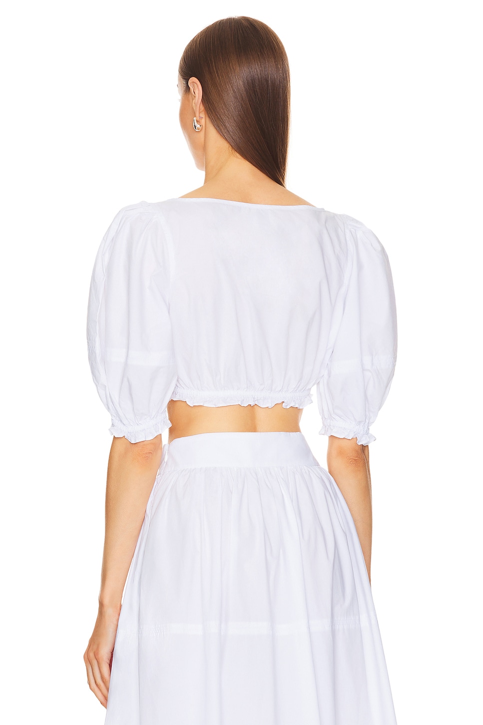 Helsa Poplin Cropped Peasant Top thumbnail