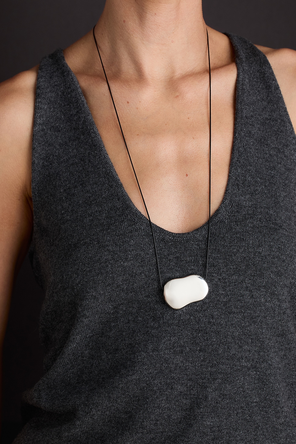 Heaven Mayhem Julia Long Pendant Necklace in Silver & Black | REVOLVE