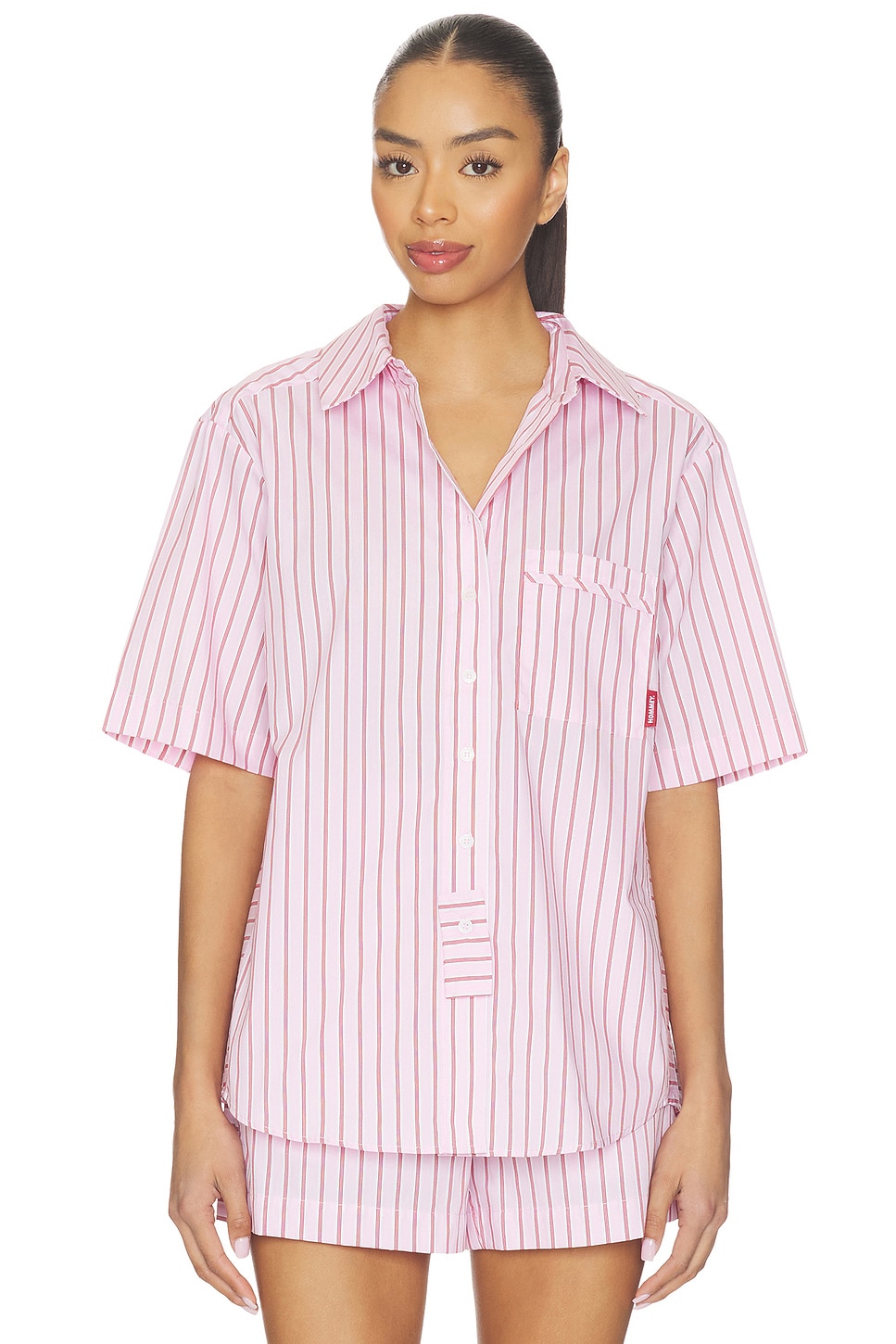 Stripe Pajama Short Sleeve Shirt