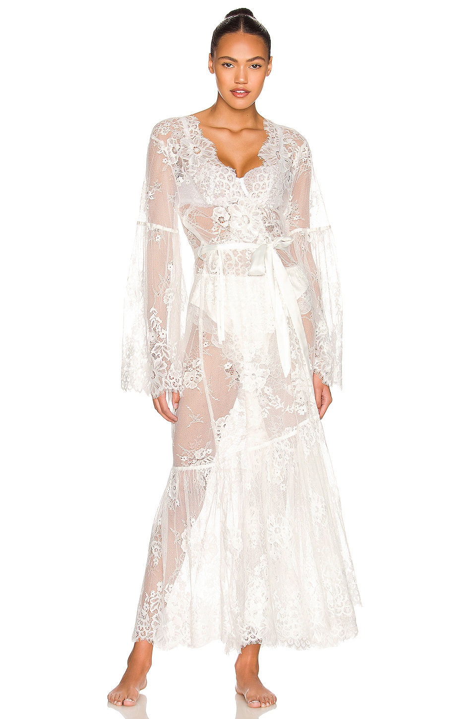 Long Lace Luxury Bridal Robe by Revolve