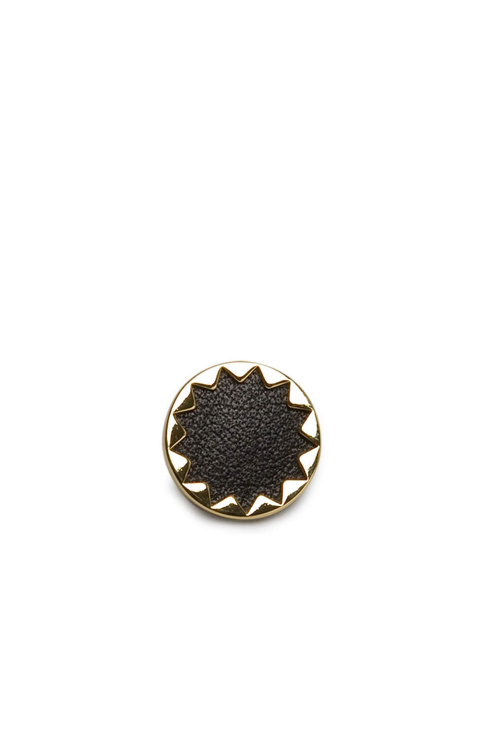 House of Harlow 1960 House of Harlow Sunburst Button Earrings with Black Leather in Gold