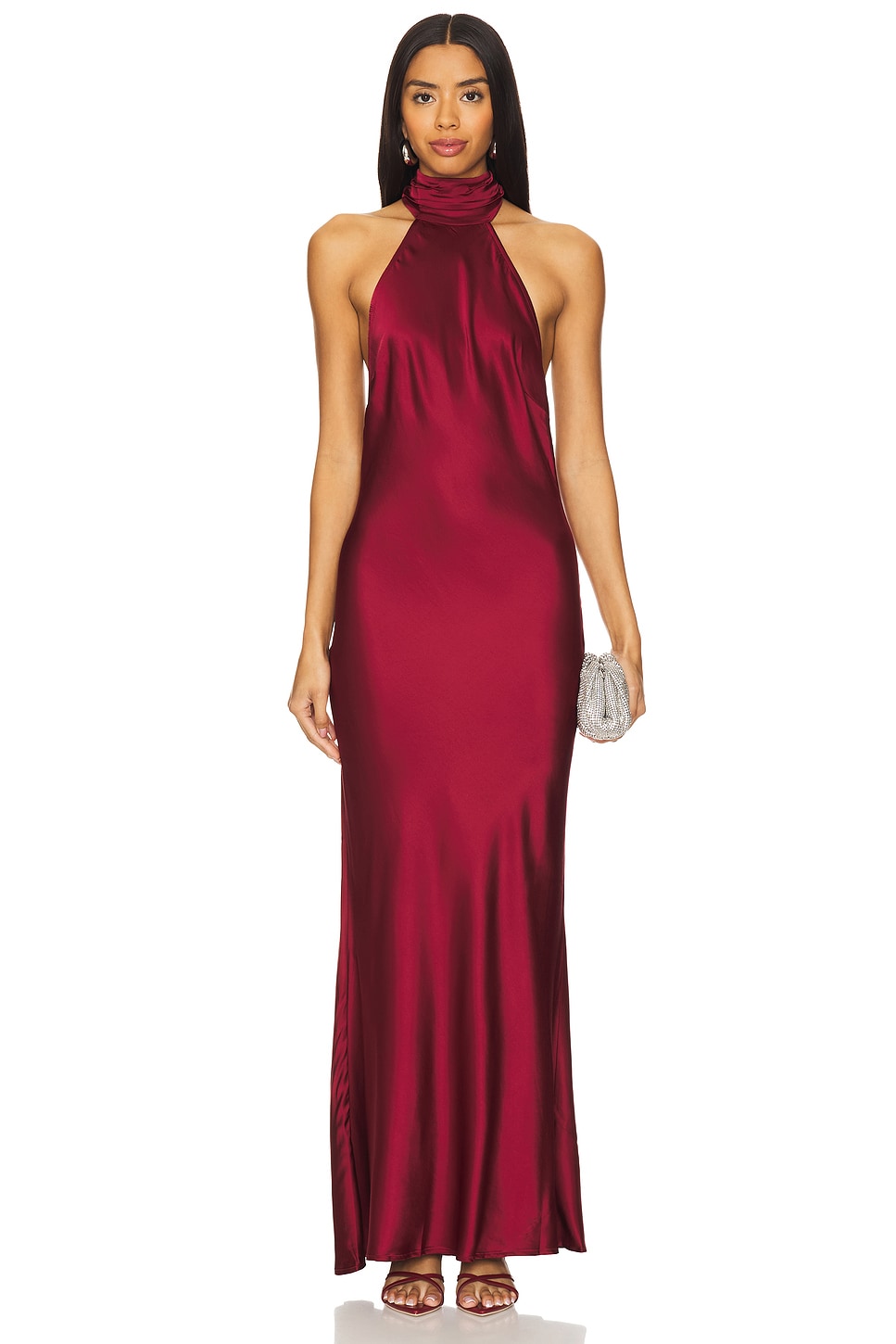 House of Harlow Burgundy Satin Mini Wrap hot Dress