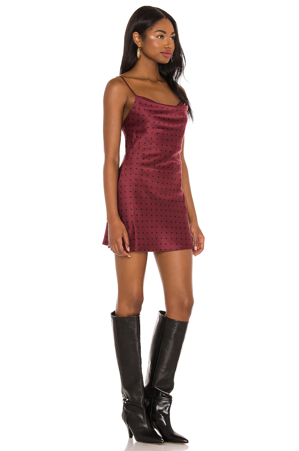 House of Harlow 1960 x REVOLVE Ira Mini Dress in Burgundy Polka Dot