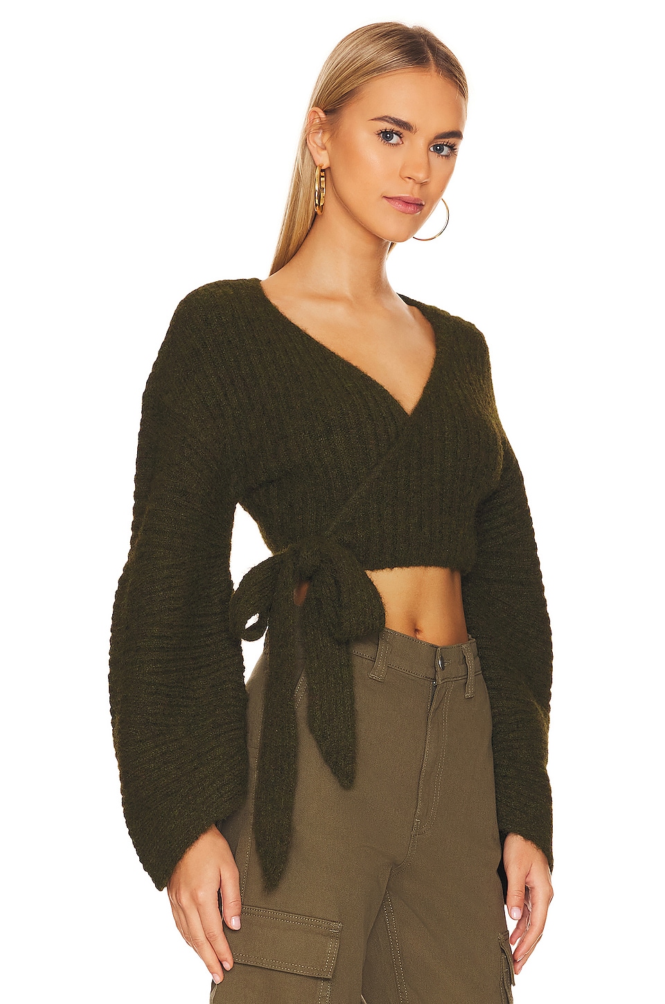 House of Harlow 1960 x REVOLVE Halen Wrap Sweater in Forest Green