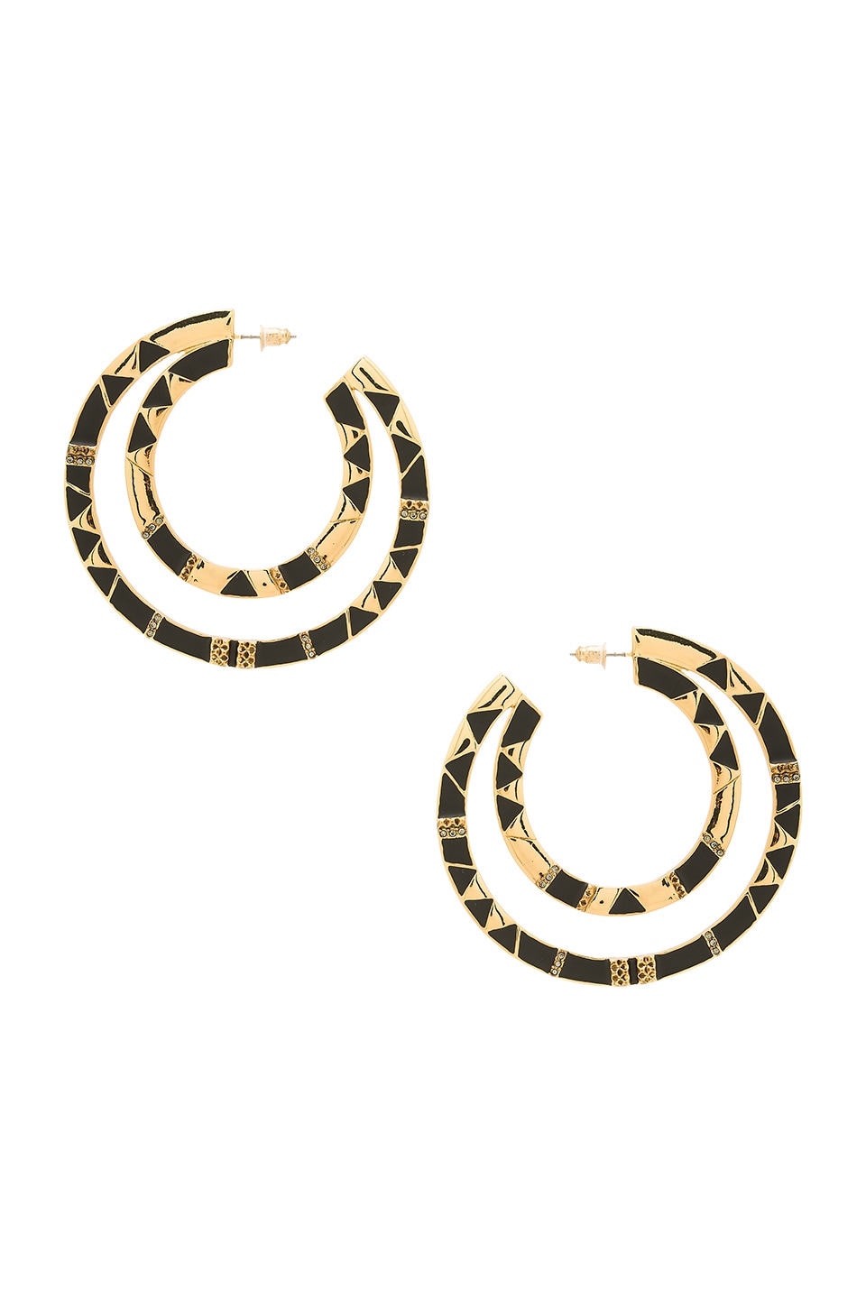 House of Harlow 1960 Nelli Large Hoop Earring in Gold & Black | REVOLVE