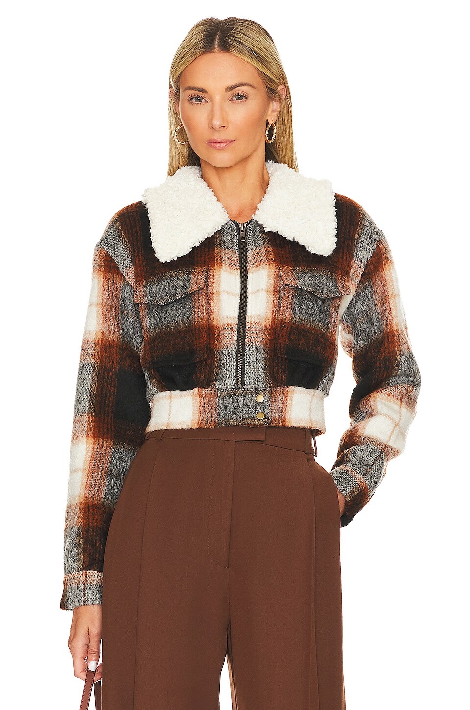 House of Harlow 1960 x REVOLVE Hadia Jacket in Rust Plaid