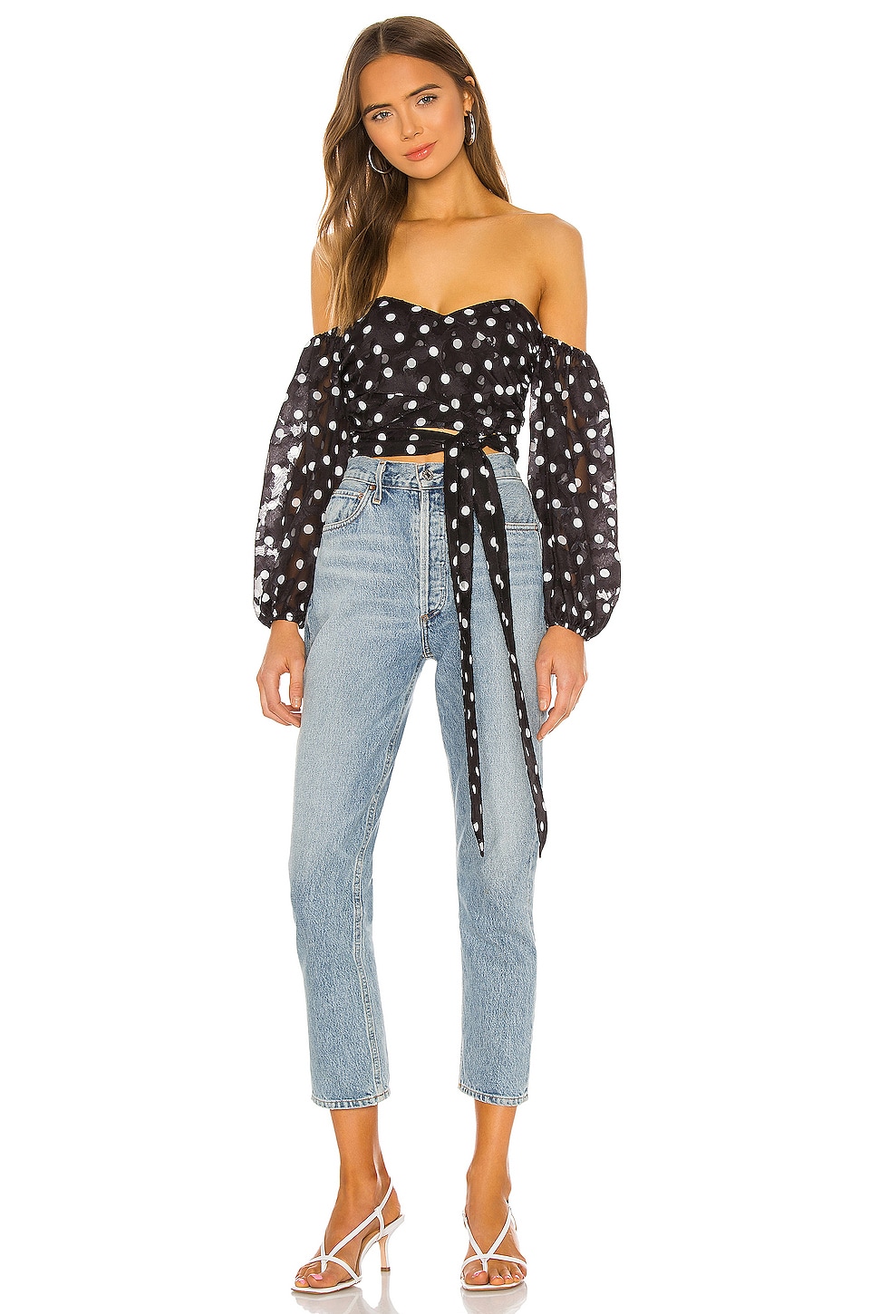 revolve polka dot top