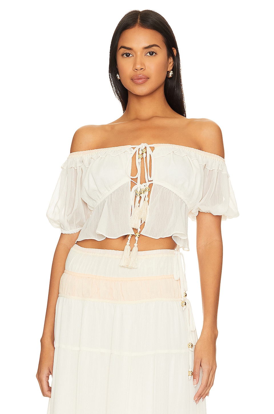 Image 1 of X Revolve Aamina Top in Ivory & Peach Multi