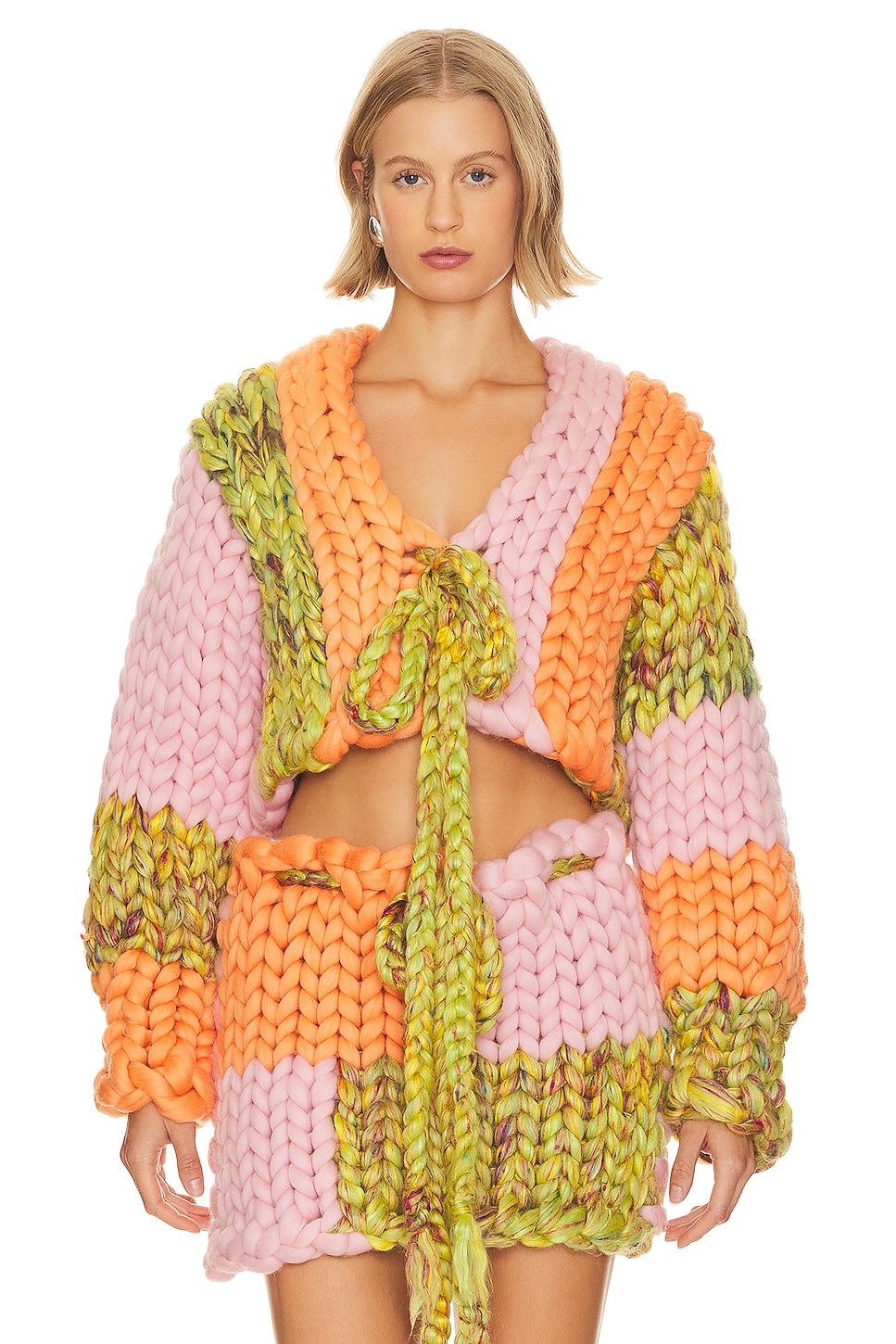 Hope Macaulay Colossal Knit Cardigan in Peas & Carrots