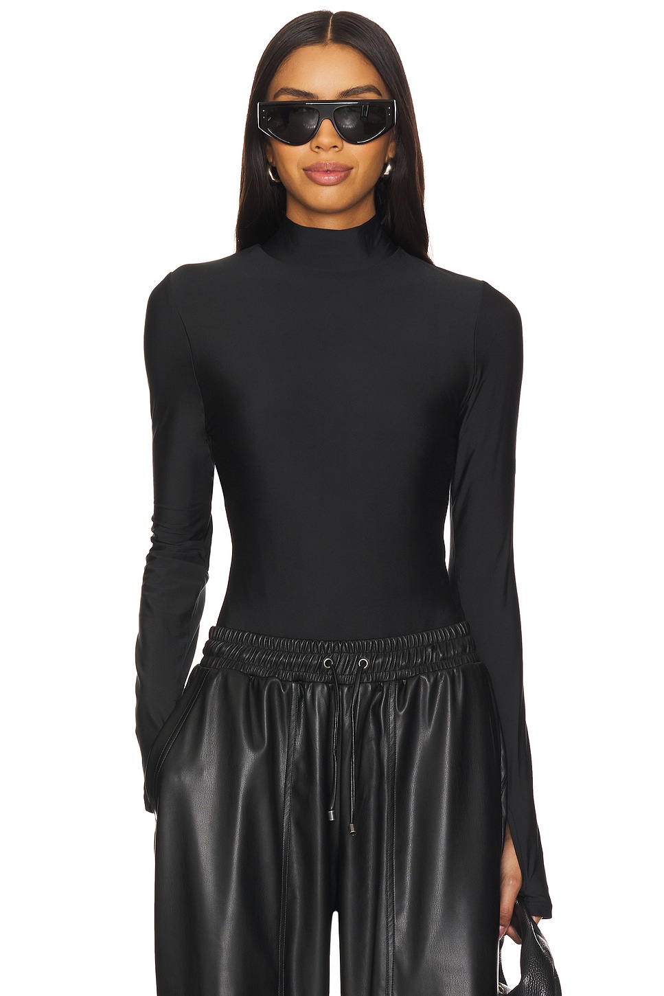 Heroine Sport x Mona Kattan Mock Neck Bodysuit in Black
