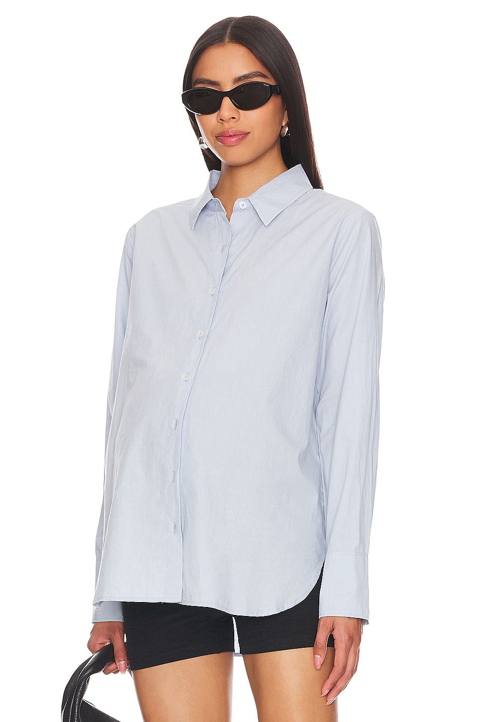 HATCH Maternity Classic Button Down Shirt in Sky Blue