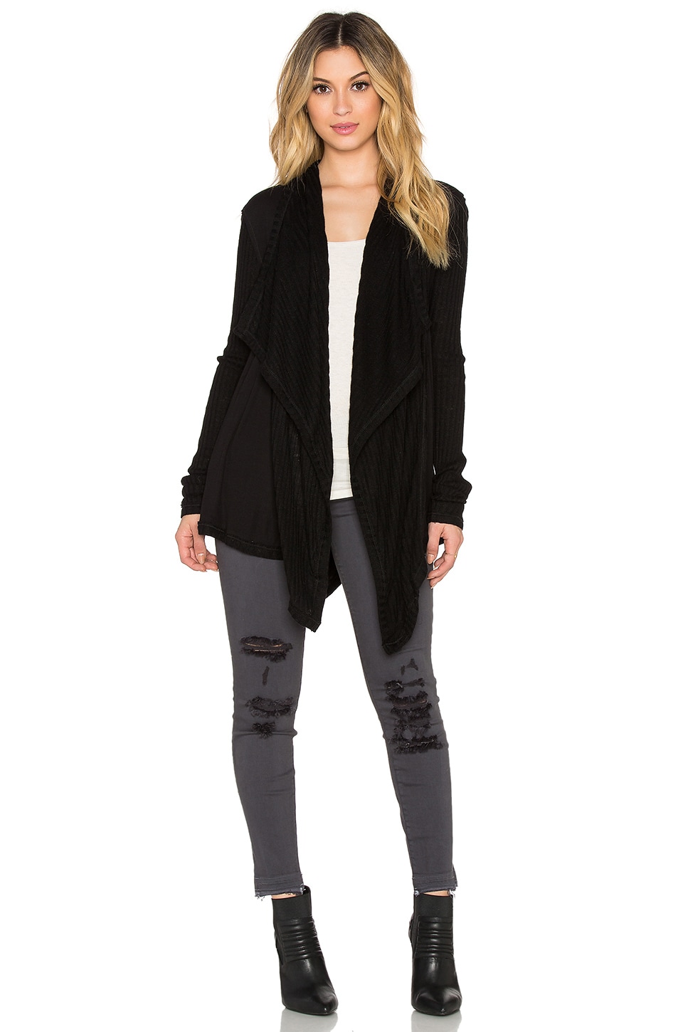 black waterfall cardigans