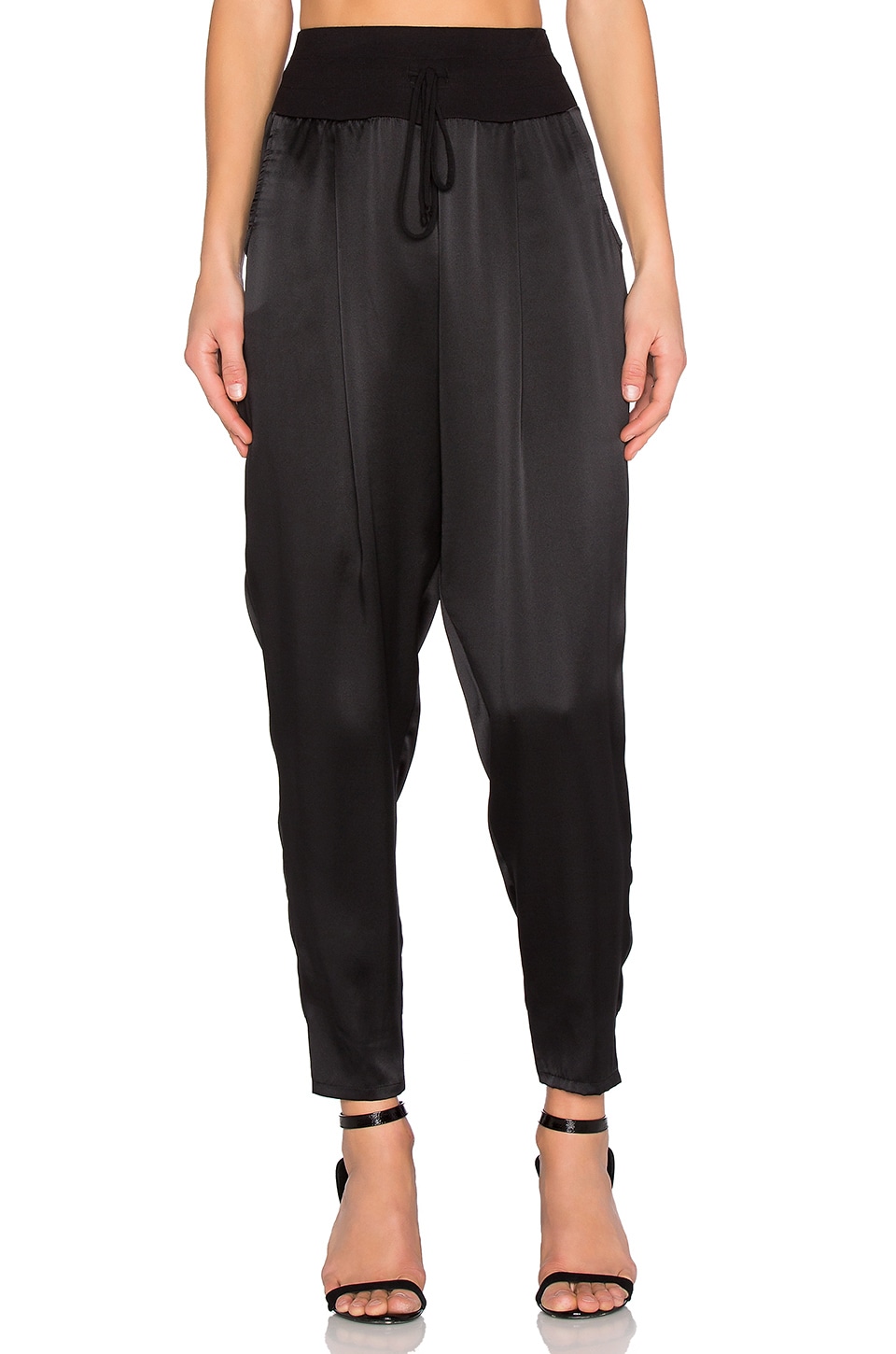 Heather Silk Satin Jogger in Black | REVOLVE