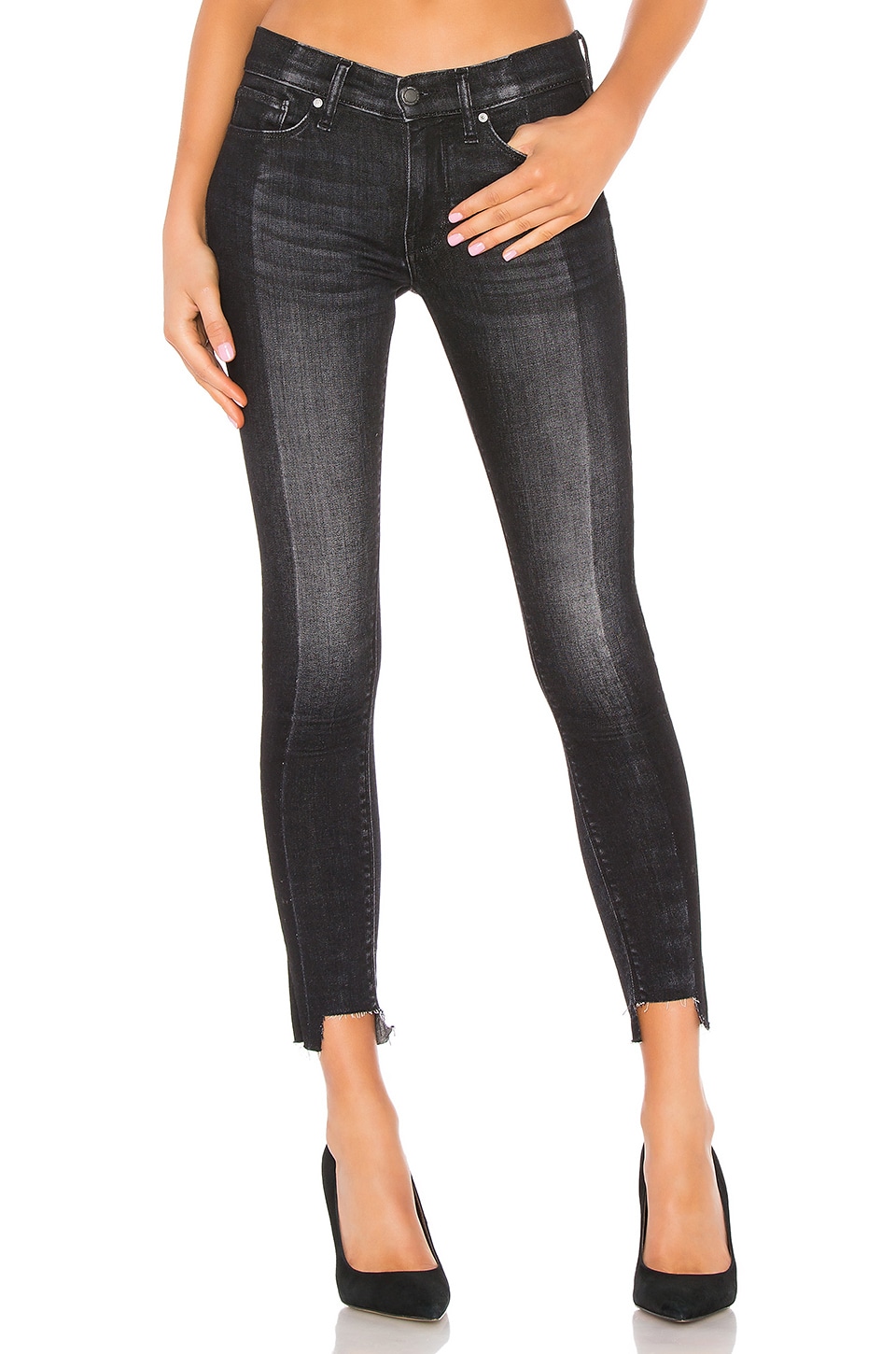 HUDSON Womens Black Animal Print Skinny Jeans