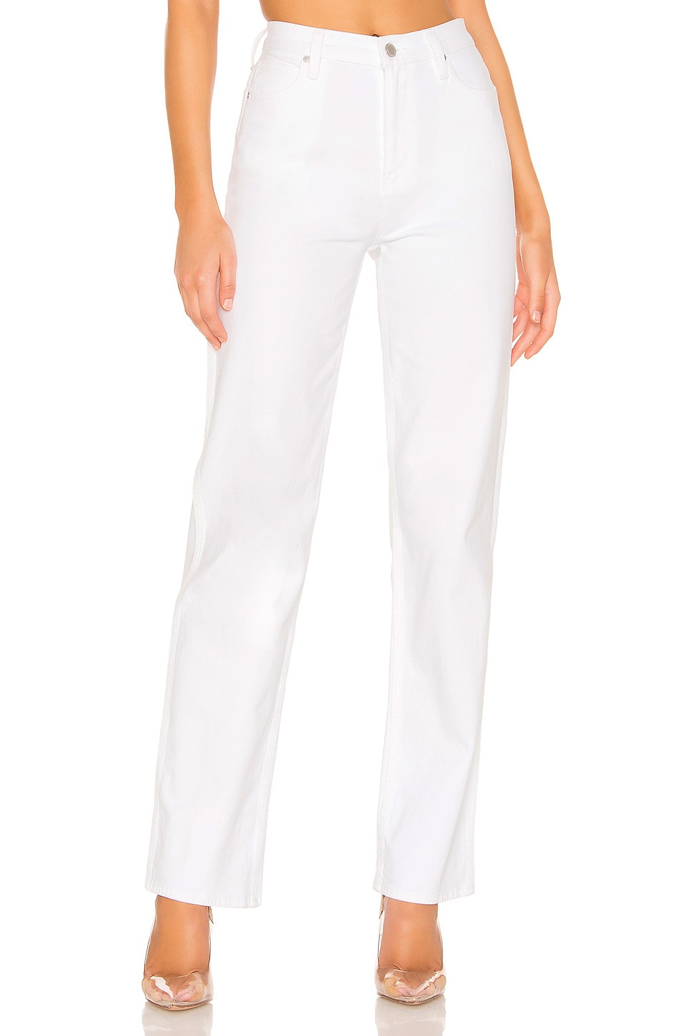 white high waisted straight jeans