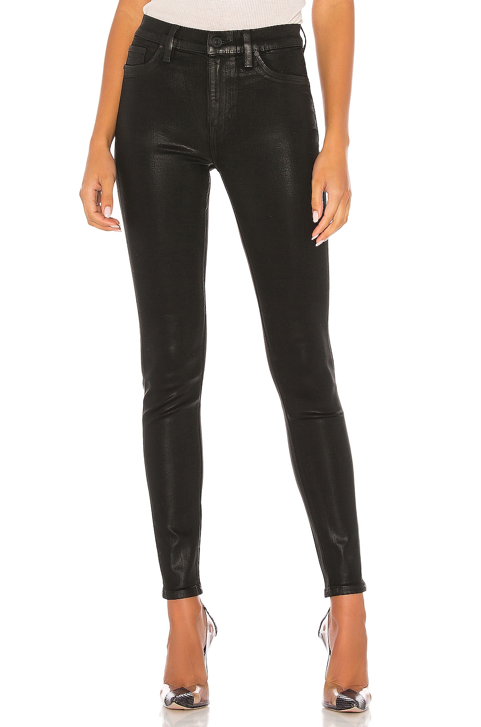 Hudson Jeans Barbara High Rise in Noir Coated | REVOLVE