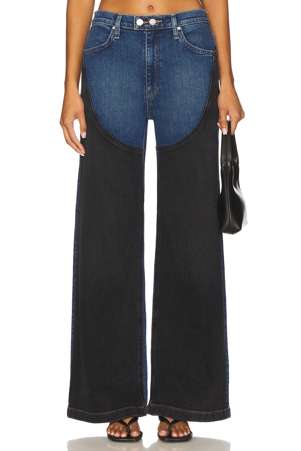 Jodie High Rise Contrast Panel Wide Leg Jeans