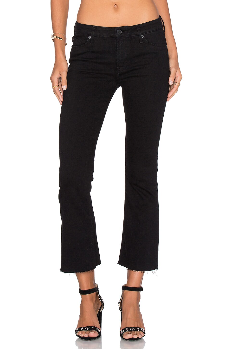 black mid rise flare jeans