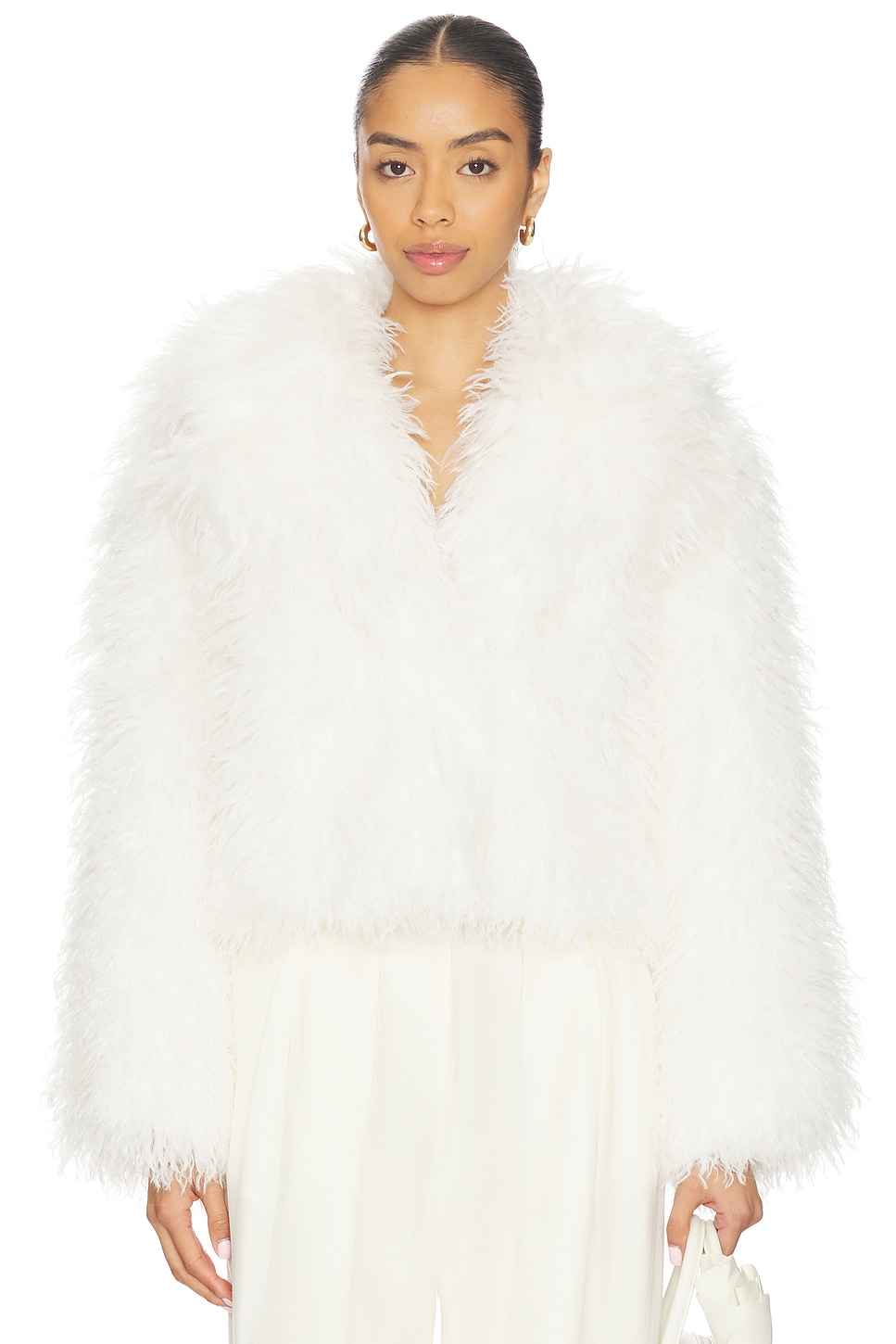 Hudson Jeans Mongauxlian Cropped Coat in Natural | REVOLVE