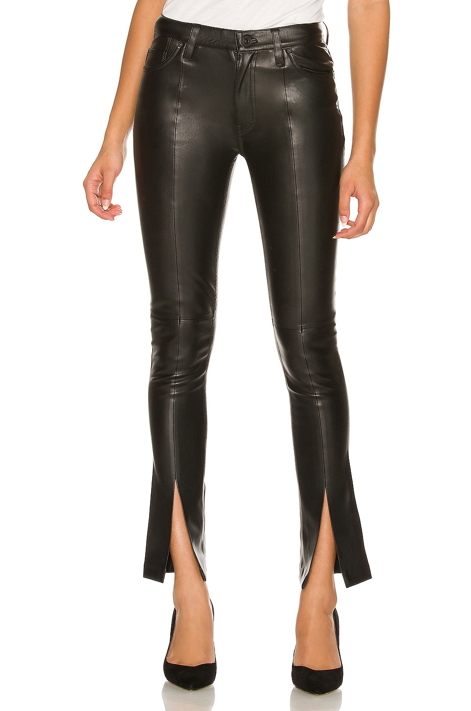 Hudson Jeans Barbara Faux Leather High Waist Straight Ankle in Black ...