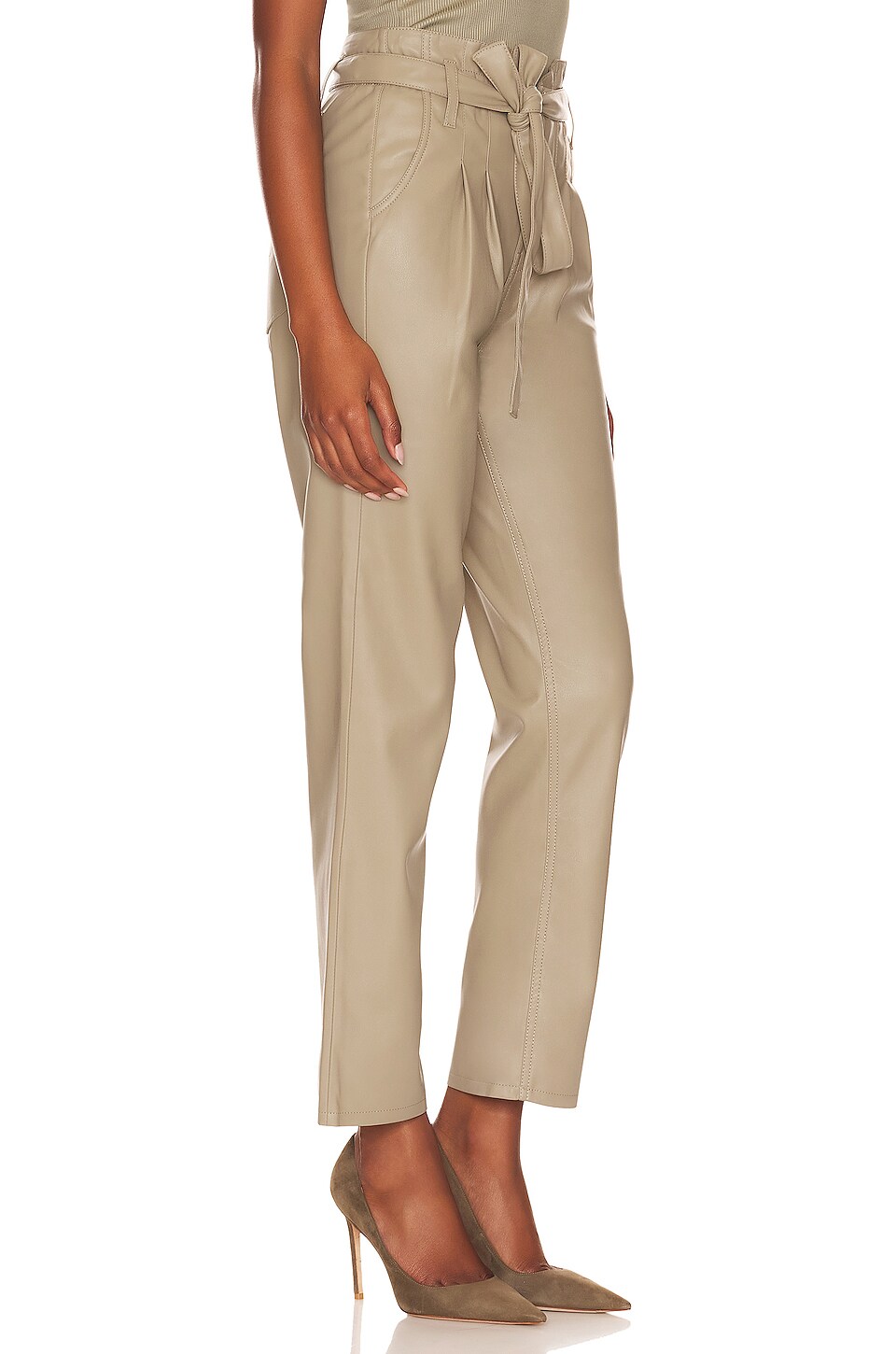 Hudson Jeans Vegan Leather Remi High Rise Paperbag Straight in Chinchilla