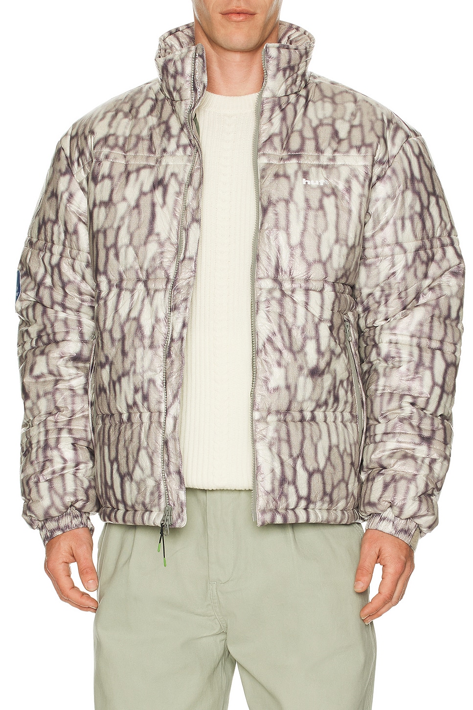 HUF 89 Warped Camo Tyvek Puffer Jacket in Muted Camo | REVOLVE