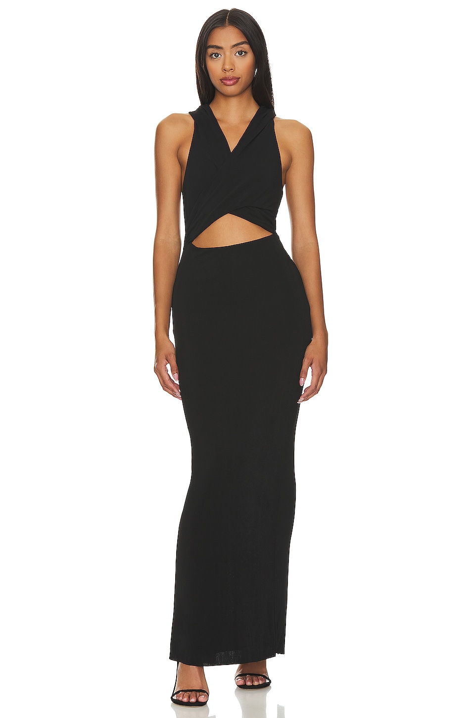 h:ours Odette Hoodie Maxi Dress in Black