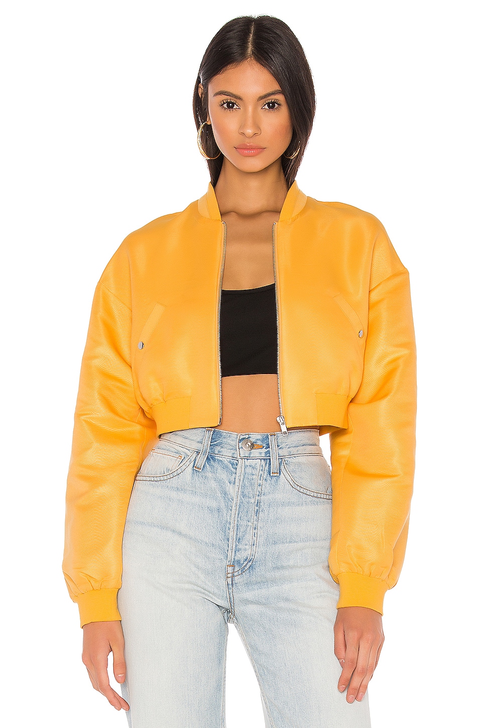 orange cropped bomber jacket