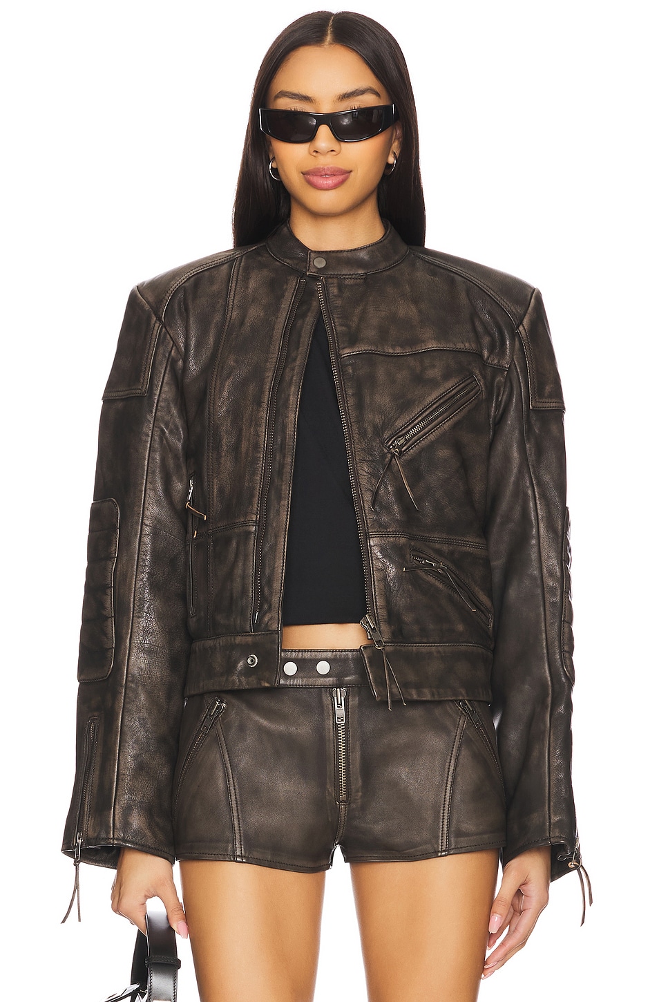 Lavinia Leather Racer Jacket - Thumbnail 1