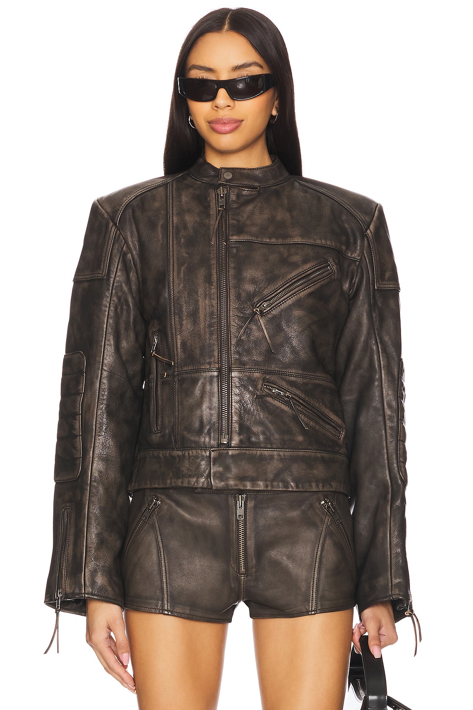 Lavinia Leather Racer Jacket - Thumbnail 2