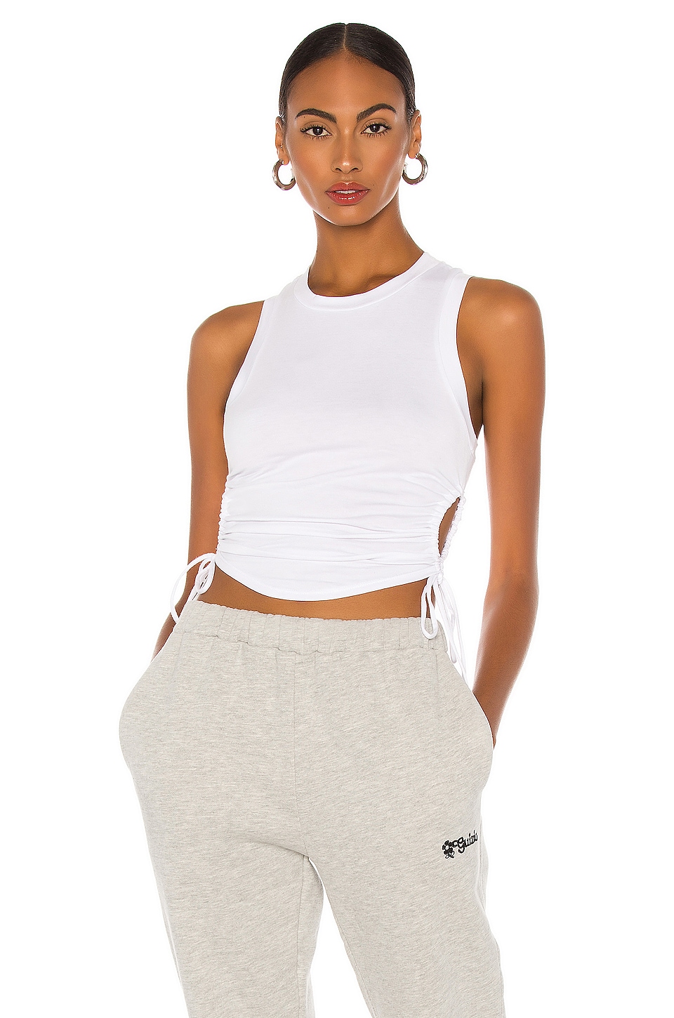 h:ours Cut Out Jersey Tank in White | REVOLVE