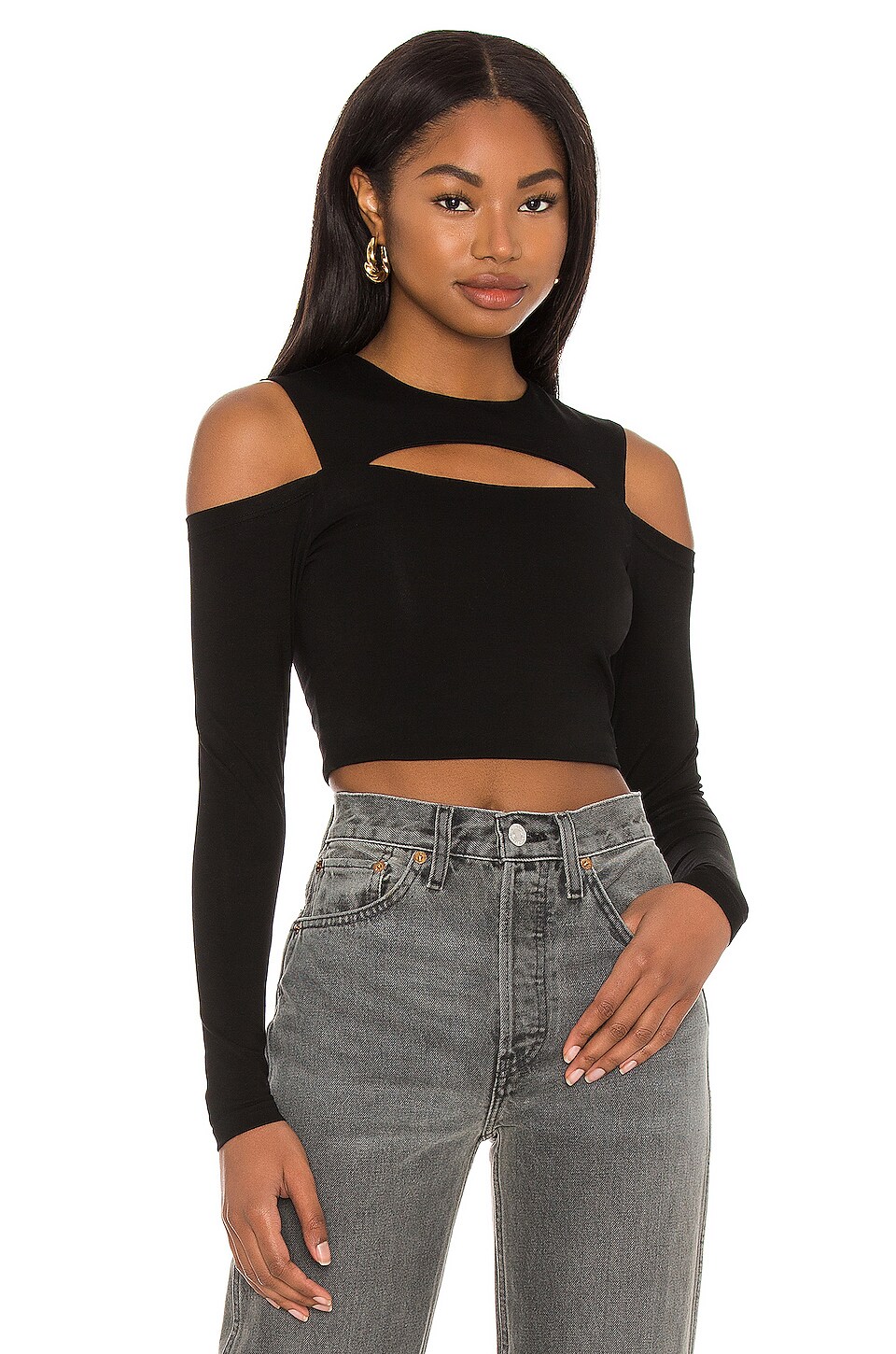 h:ours Diem Cut Out Top in Black | REVOLVE
