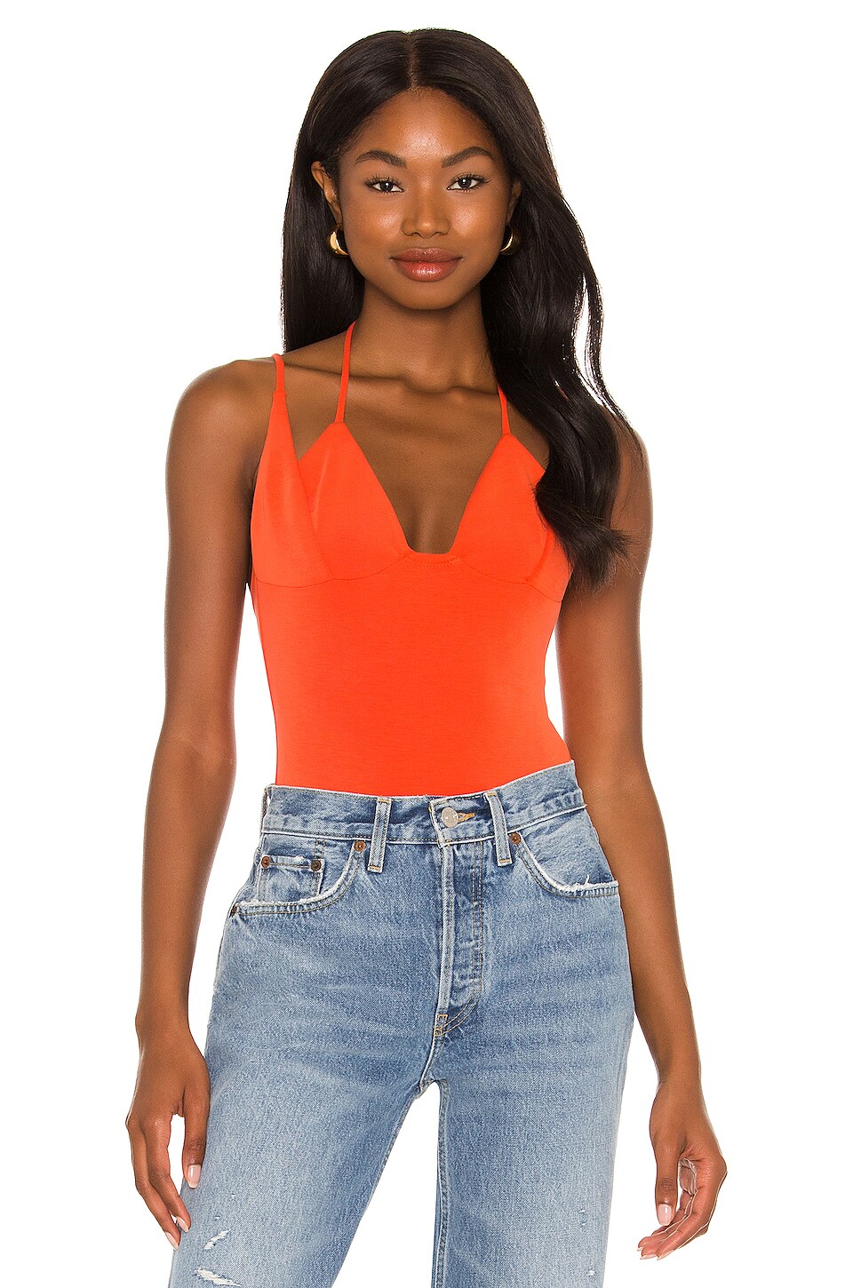 h:ours Nessa Bodysuit in Red Orange | REVOLVE