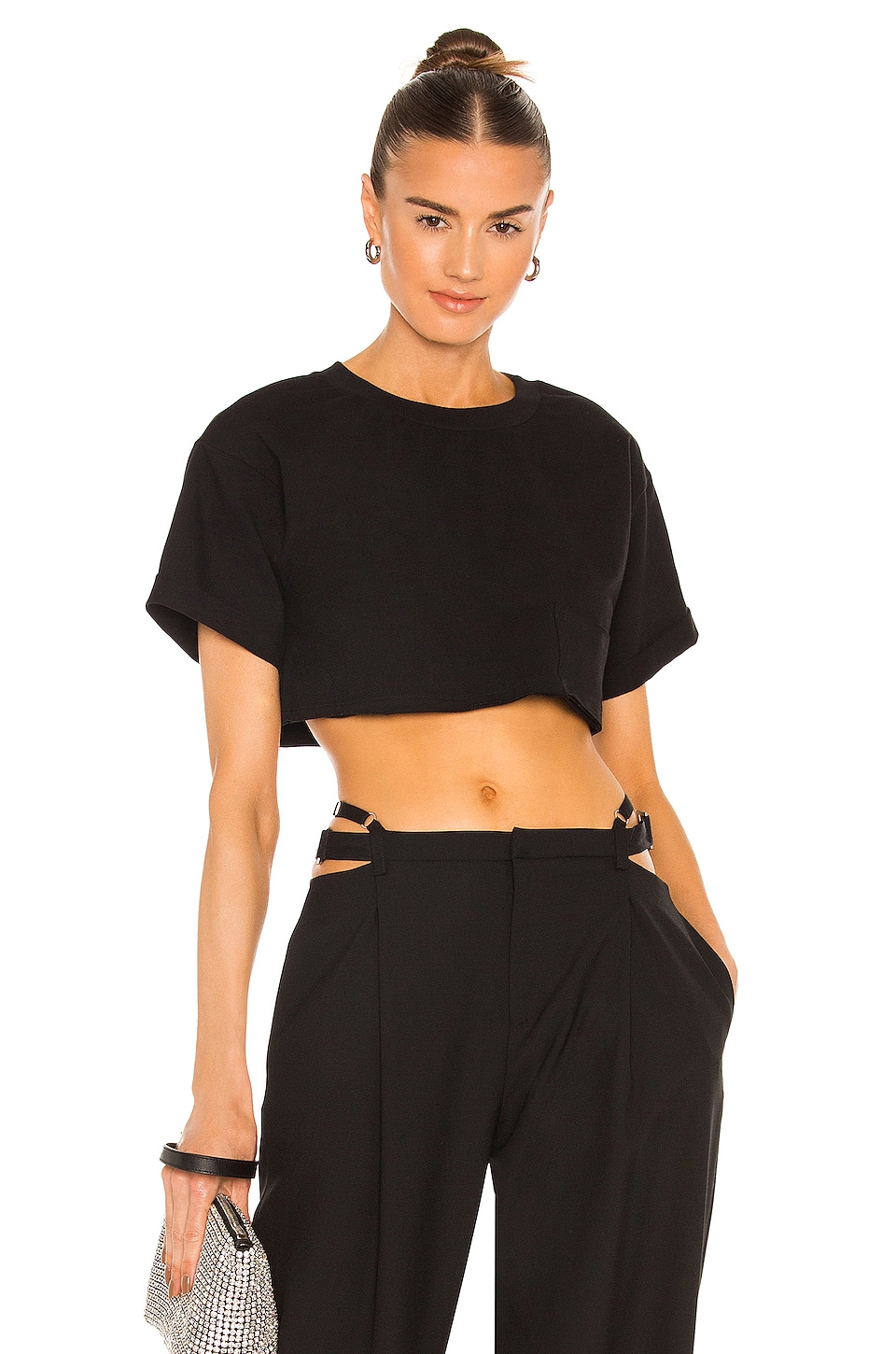 Image 1 of Super Cropped Pocket Tee in Black