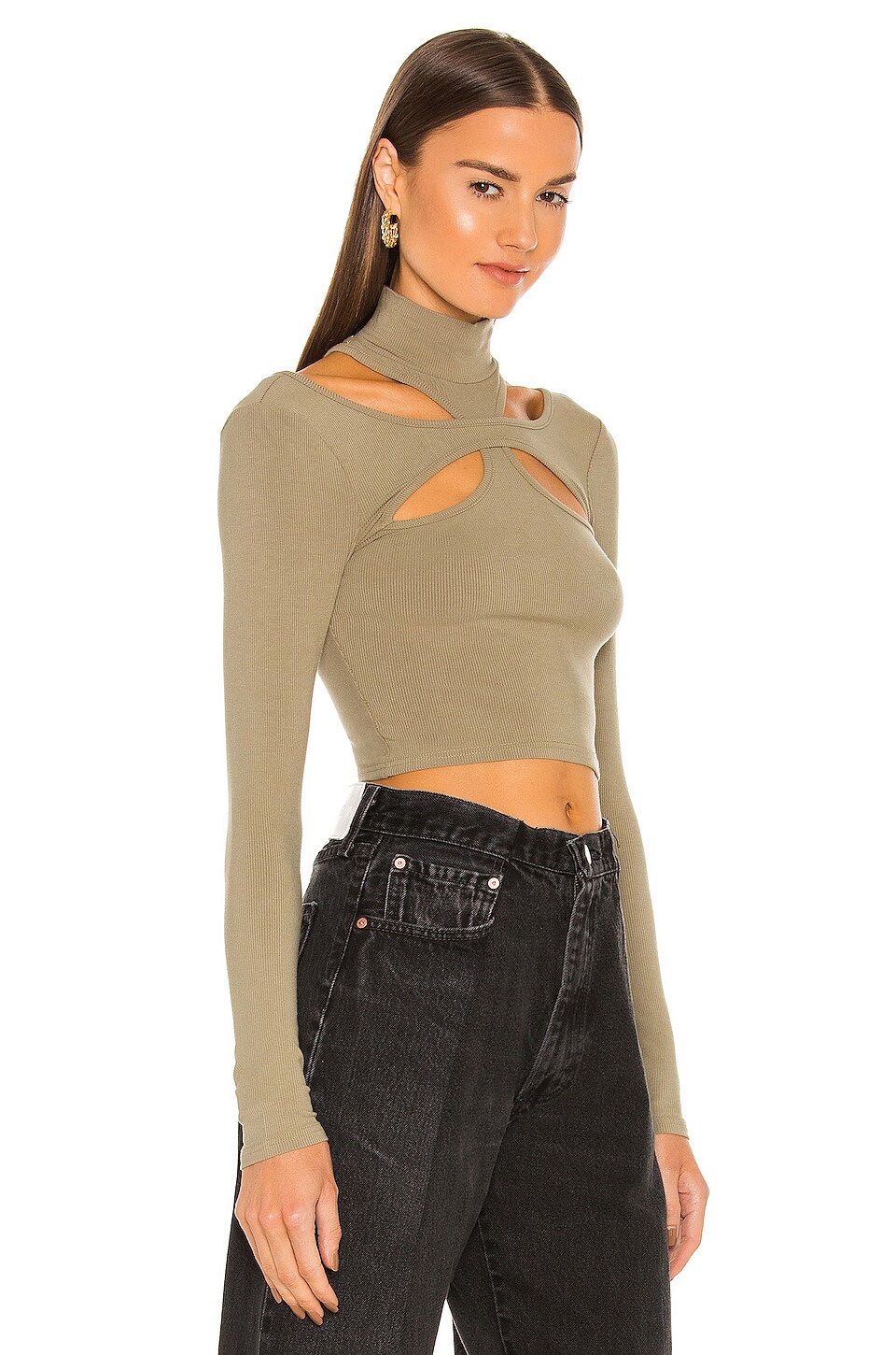 h:ours Alyson Cut Out Top in Green