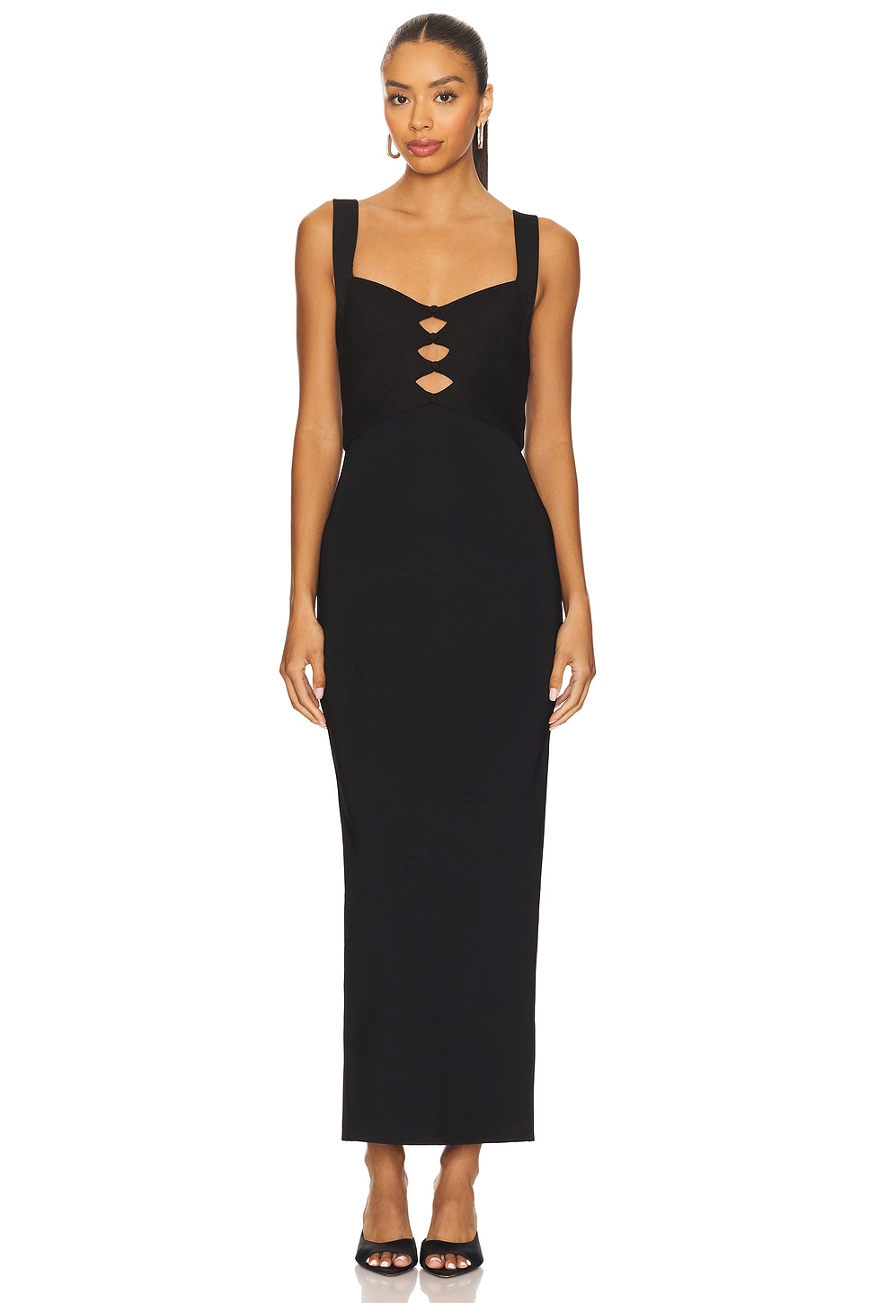 herve leger dress Herve Leger | Strapless Bandage Gown - Metallic Black main image 0