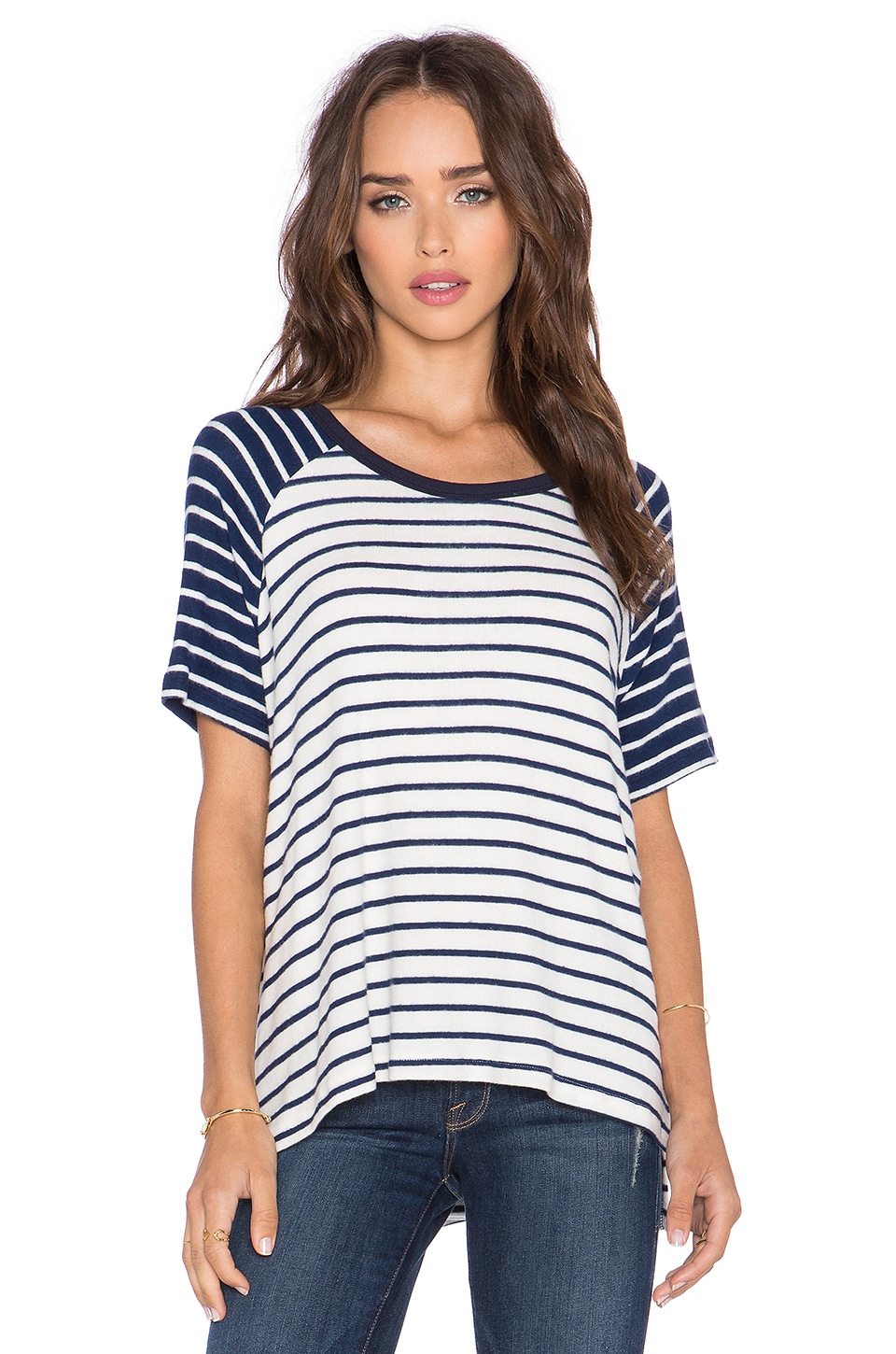 Hye Park and Lune Phyllis Short Sleeve Tee in Navy Stripe | REVOLVE