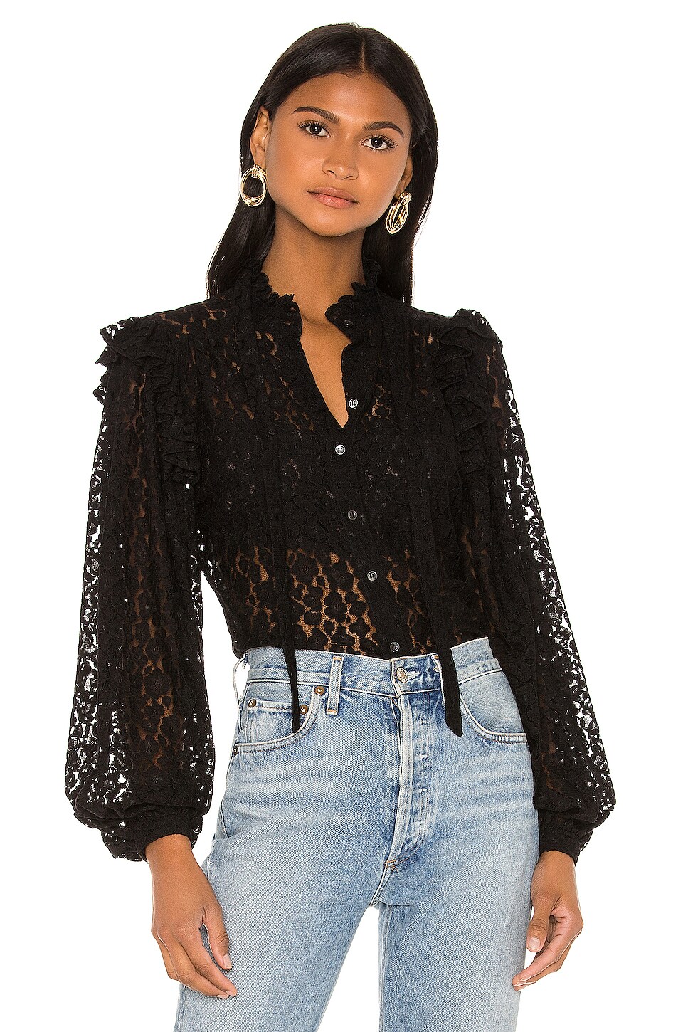 ICONS Objects of Devotion Secretary Blouse in Black Lace | REVOLVE