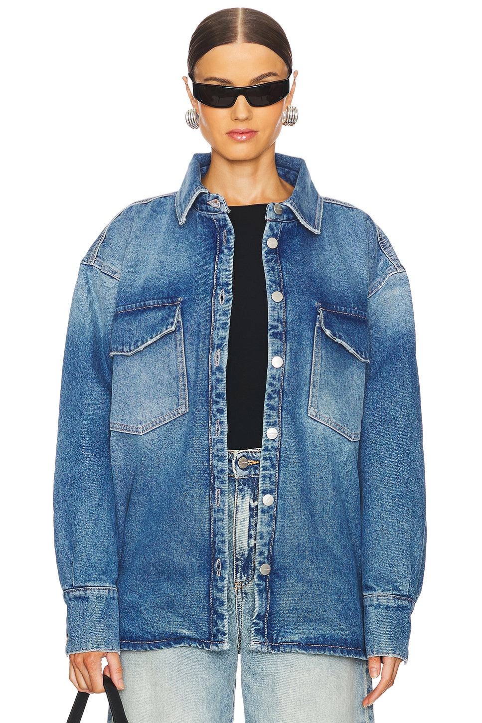 Icon Denim Noa Eco Overshirt in Denim Medium | REVOLVE