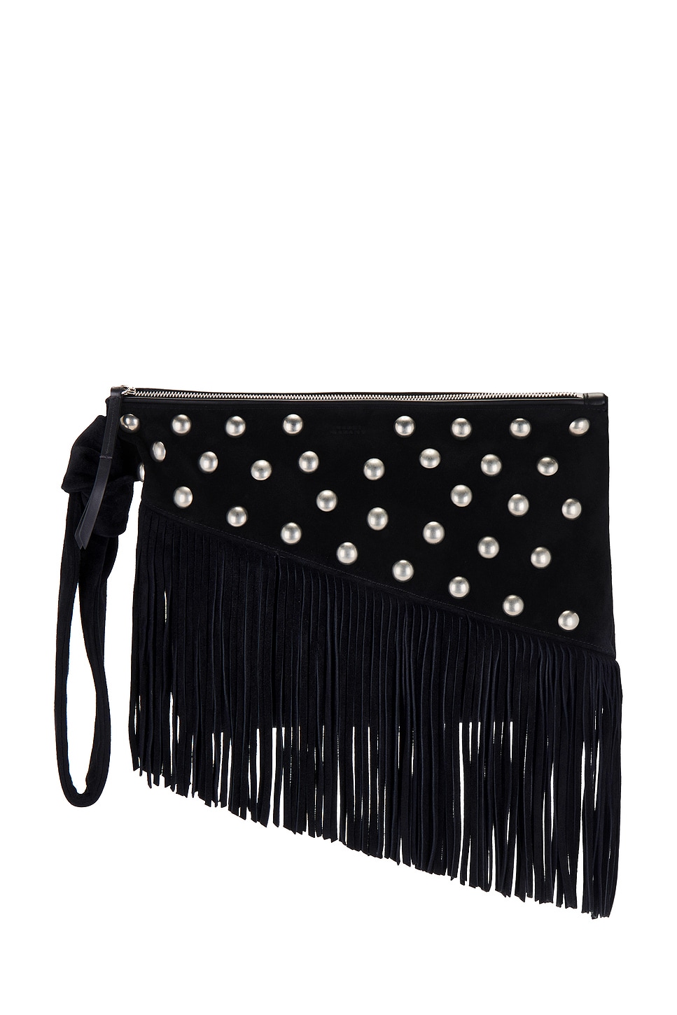 Black Isabel Marant fringe suede clutch