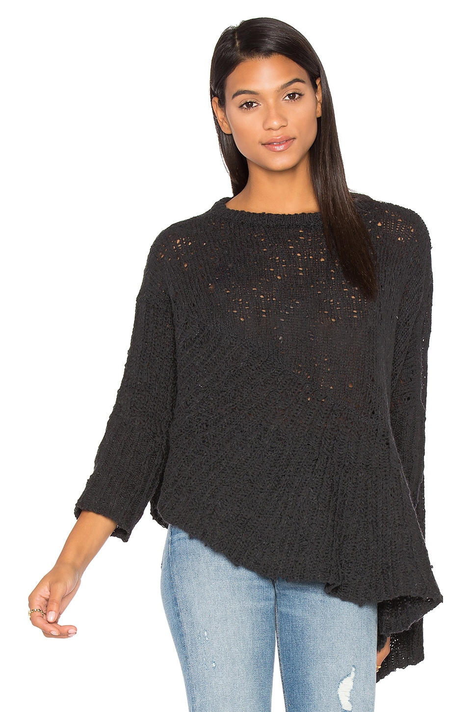 Inhabit Drape Asymmetrical Sweater in Charcoal | REVOLVE
