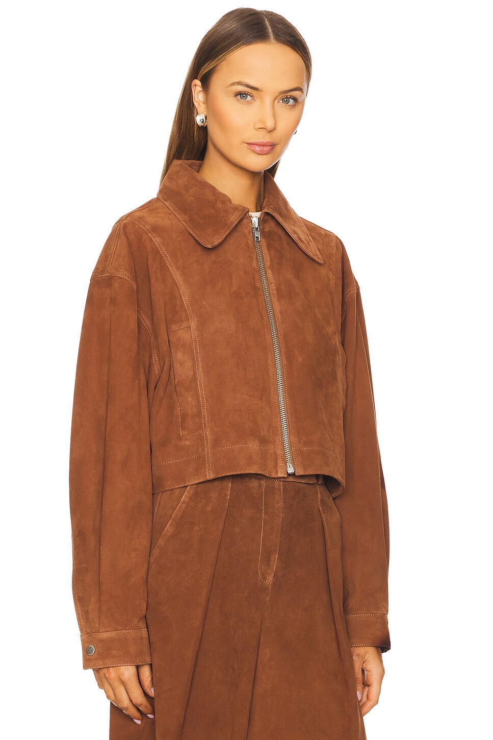 Ivy Oak - Lena Suede Leather Bomber Jacket | Plush