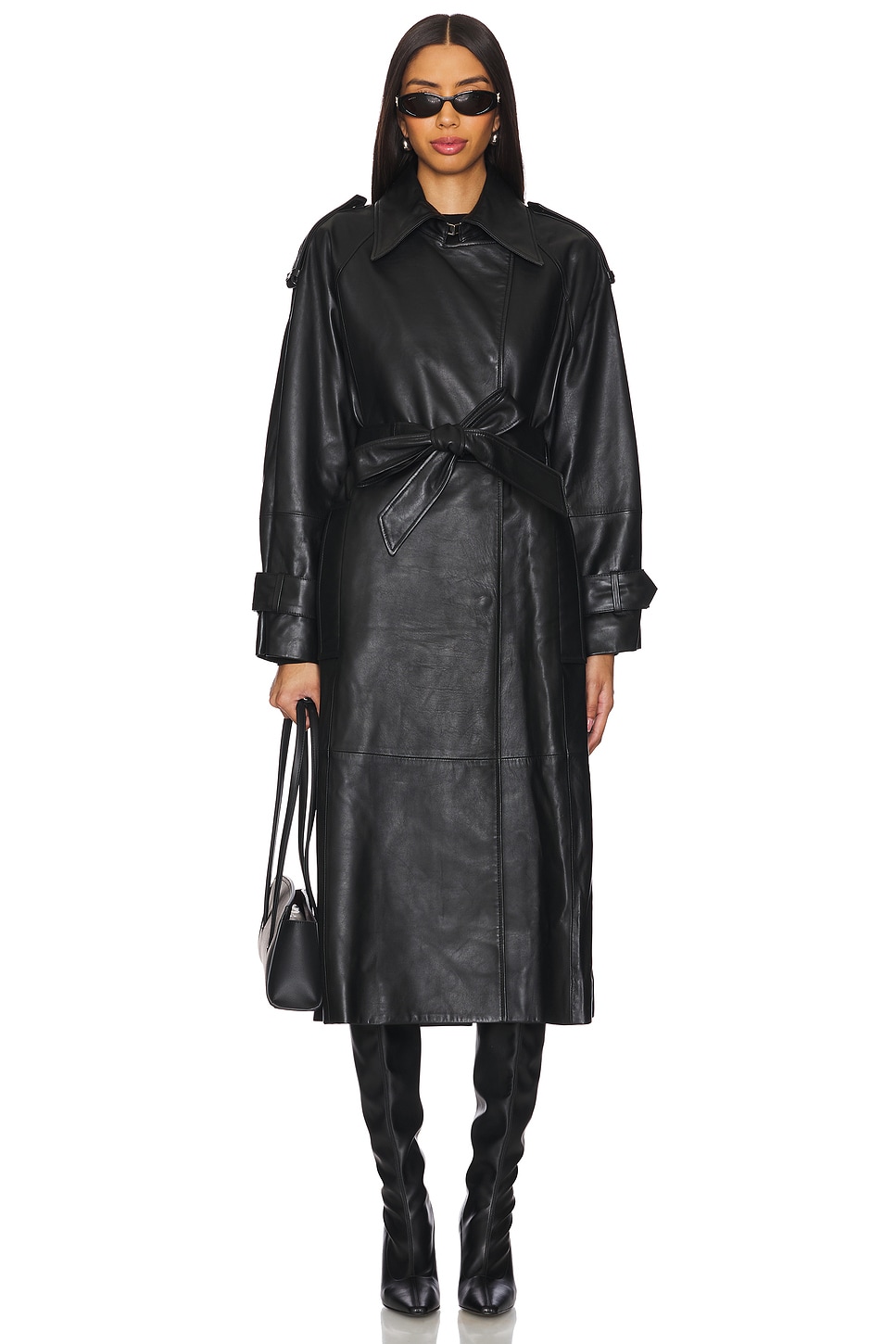 トレンチコート IVY OAK FW25 Coats (IO118021 LILITHRE392) Ivy Oak LILITH レザートレンチコート - Black | REVOLVE